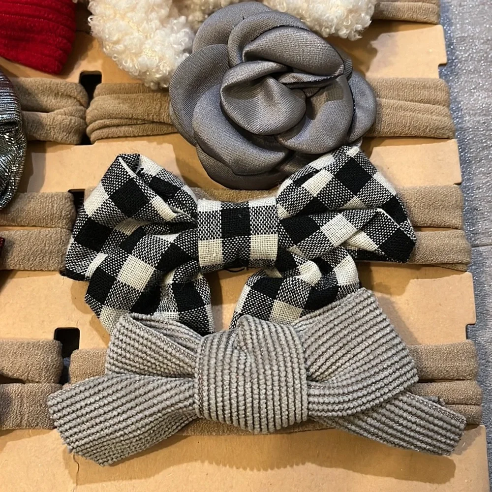 NEW Girls 10 Bow Headbands Set